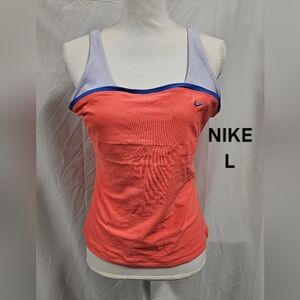 Nike Women's Coral and Gray Tank Top